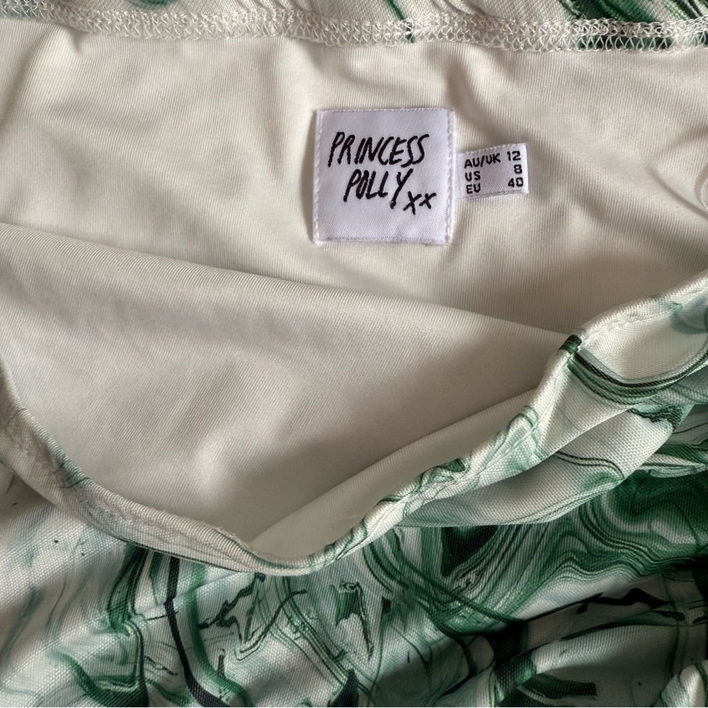 PRINCESS POLLY Kaylee Marble Print Cutout Dress Size 8 Green White Y2K Trendy - Picture 5 of 7